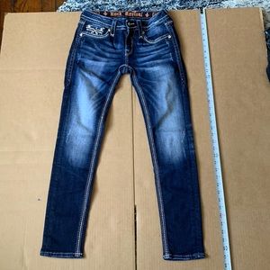 Womens rock revival straight leg blue jeans in a size: 26